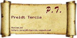 Preidt Tercia névjegykártya